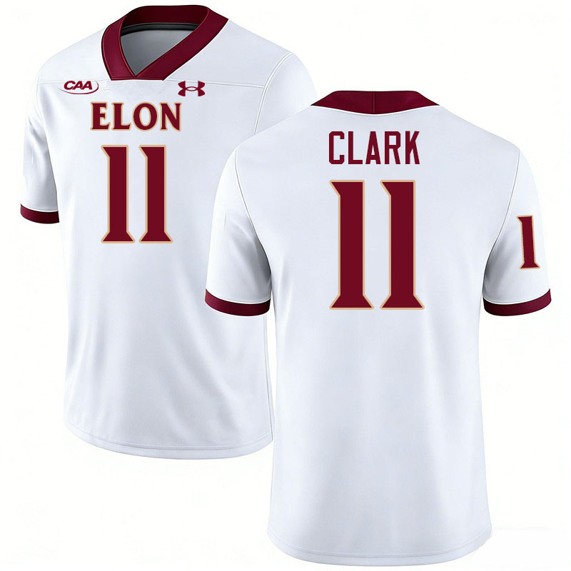 Elon Phoenix #11 Landen Clark College Football Jerseys,Uniforms-White